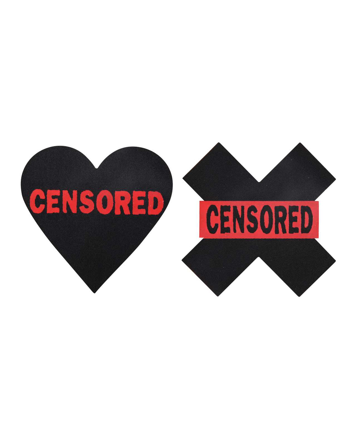 Peekaboo Censored Hearts and X Pasties - Black/Red