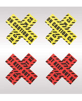 Peekaboos Caution X Pasties - Yellow/Red
