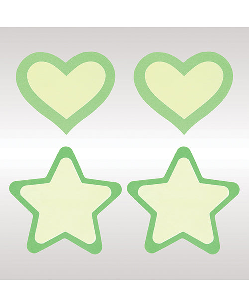 Peekaboo Glow In The Dark Hearts and Stars Pasties - Green