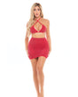Pink Lipstick Black Cherry Strap Halter Bra & Skirt Red O/S