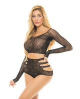  Pink Lipstick Back Me Up Top & High Waist Panty Black O/S