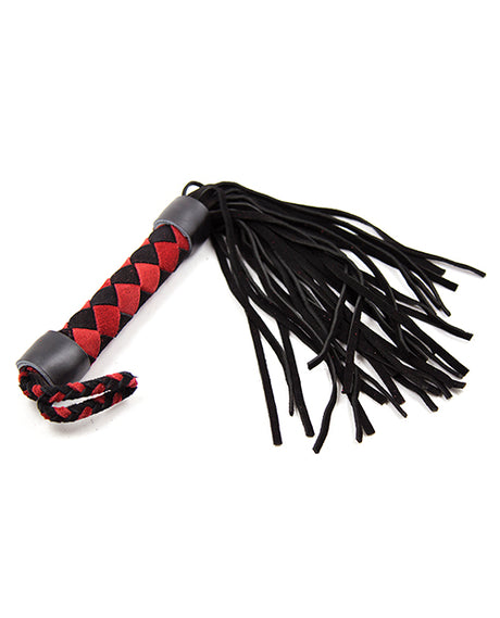 Plesur 15" Leather Flogger - Black/Red