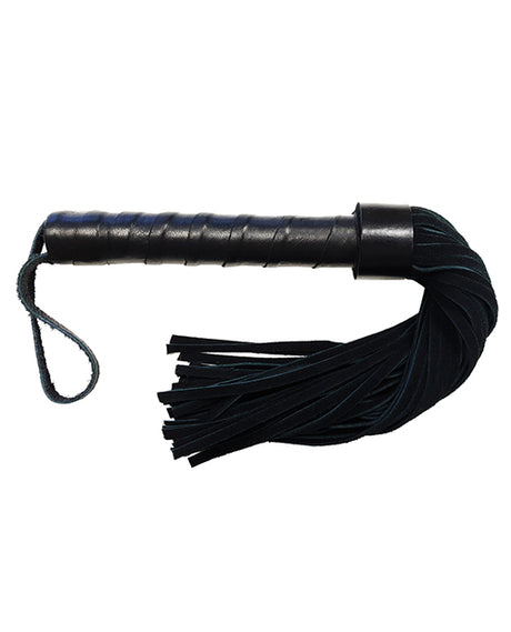 Rouge Leather Handle Short Short Suede Flogger - Black