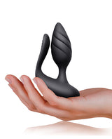 Cocktail Rechargeable Silicone Couples Vibrator with Remote Control - Black/Rose Gold