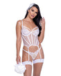 Forever Yours Embroidered Bustier & Thong White XL