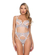Holiday Snow Queen Metallic Snowflake Embroidered Bra & High Waisted Thong Blue/White SM