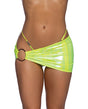 Metallic Iridescent Scrunched Skirt w/Ring Detail - Neon Yellow S/M