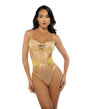 Gilded Beauty Metallic Shimmer Mesh Teddy w/Rhinestone Accents - Gold MD