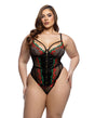 Cherry Delight Embroidered Underwire Corset w/G-String - Black 1X