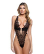 Fever Dream Chantilly Eyelash Lace and Stretch Satin Teddy - Black XL