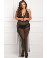 Rene Rofe All Out 2 pc Gown Set Black 1X/2X