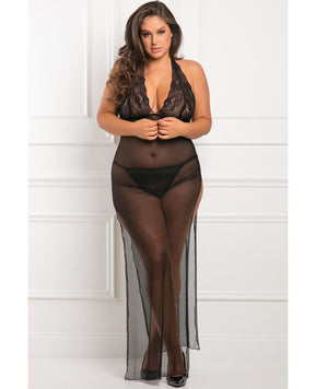 Rene Rofe All Out 2 pc Gown Set Black 1X/2X