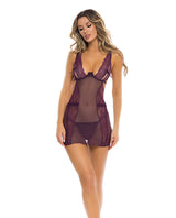  Rene Rofe Sneak Peak Chemise & G-String Purple M/L