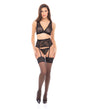   Rene Rofe Sweet Temptations Bra, Garterbelt & Thong Black S/M
