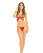  Rene Rofe Danger Zone Open Cup Bralette & G-String Red S/M