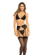  Rene Rofe Underneath It All Bra, Garter Belt & G-String Black M/L