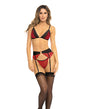  Rene Rofe Underneath It All Bra, Garter Belt & G-String Red M/L