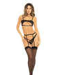  Rene Rofe Last All Night Bralette, Garter Belt & Panty Black S/M