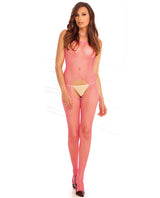 ETA JUNE  Rene Rofe Industrial Net Suspender Bodystocking Pink O/S
