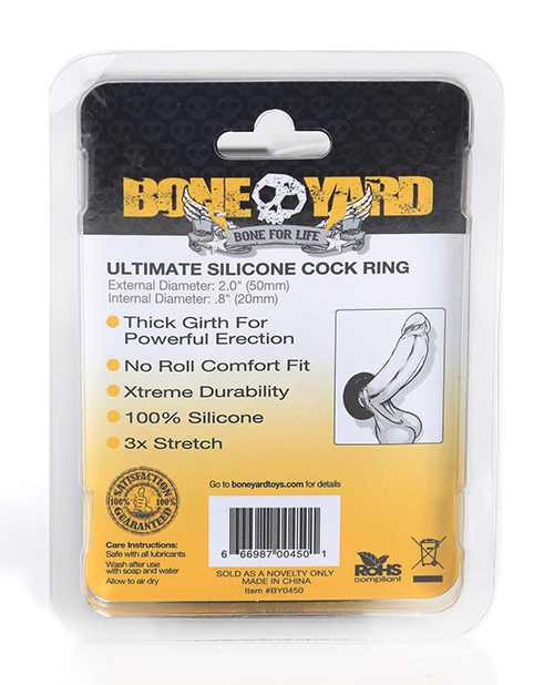 Boneyard Ultimate Silicone Cock Ring 2in - Black