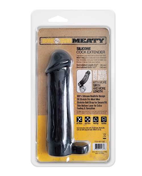 Boneyard Meaty 3X Stretch Silicone Penis Extender 6.5in - Black