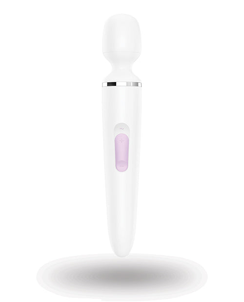 Satisfyer Wand-er Woman USB Rechargeable Silicone Massager 13in - White/Chrome