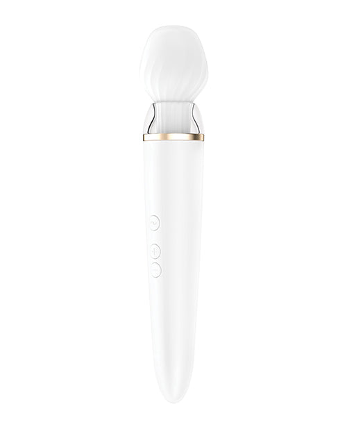 Satisfyer Double Wand-er Rechargeable Silicone Waterproof Massager with Attachment - White