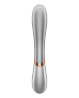 Satisfyer Hot Lover Rechargeable Silicone Warming Dual-Stim Vibrator - Silver