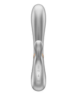 Satisfyer Hot Lover Rechargeable Silicone Warming Dual-Stim Vibrator - Silver