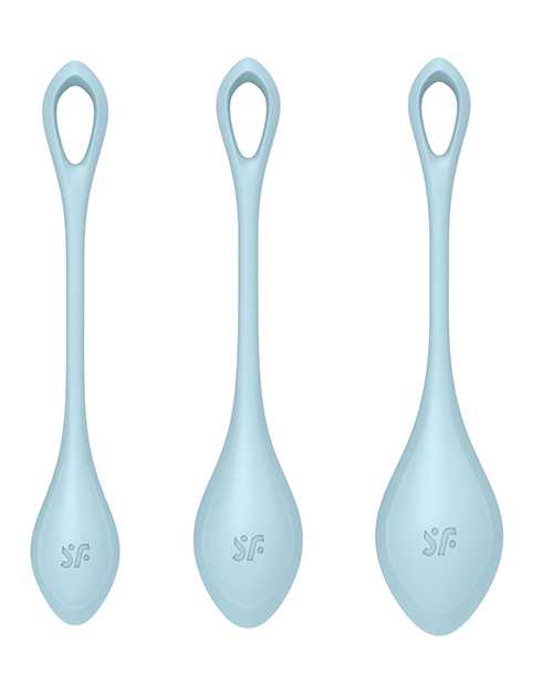 Satisfyer Yoni Power 2 Silicone Weighted Ben Wa Balls Set - Light Blue