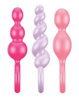 Satisfyer Booty Call Silicone Textured Anal Plugs Assorted Colors 3 Each Per Set