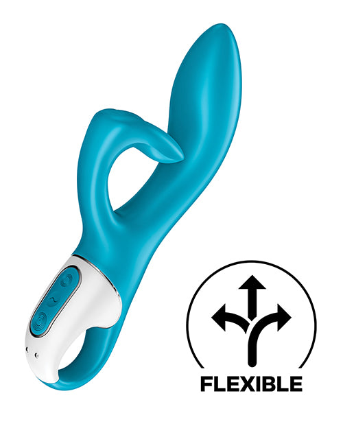 Satisfyer Embrace Me Silicone Rechargeable Vibrator with Clitoral Stimulation - Turquoise