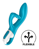 Satisfyer Embrace Me Silicone Rechargeable Vibrator with Clitoral Stimulation - Turquoise