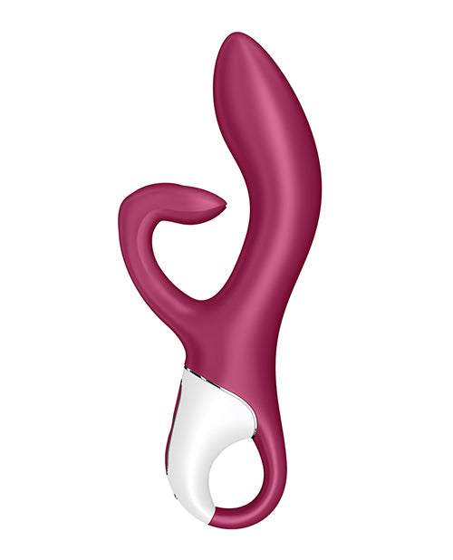 Satisfyer Embrace Me Silicone Rechargeable Vibrator with Clitoral Stimulation - Berry