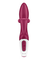 Satisfyer Embrace Me Silicone Rechargeable Vibrator with Clitoral Stimulation - Berry