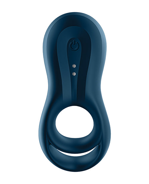 Satisfyer Epic Duo Silicone Vibrating Cock and Ball Ring - Blue