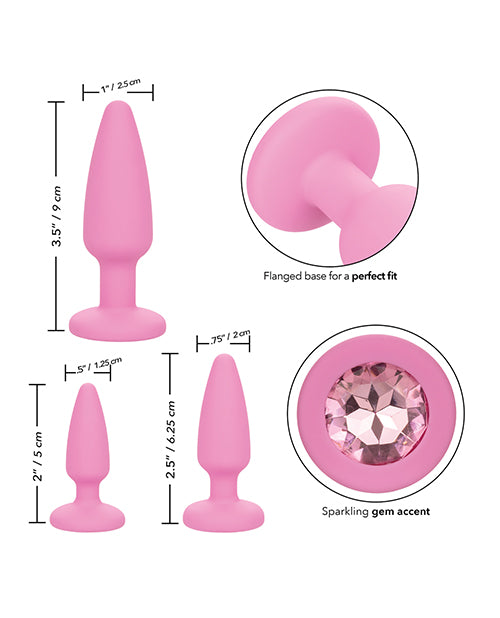 First Time Crystal Booty Kit Silicone Probes (3 piece) - Pink