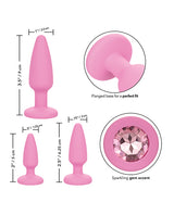 First Time Crystal Booty Kit Silicone Probes (3 piece) - Pink