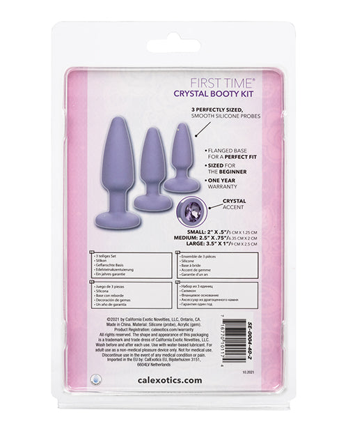 First Time Crystal Booty Kit Silicone Butt Plugs (3 piece) - Purple