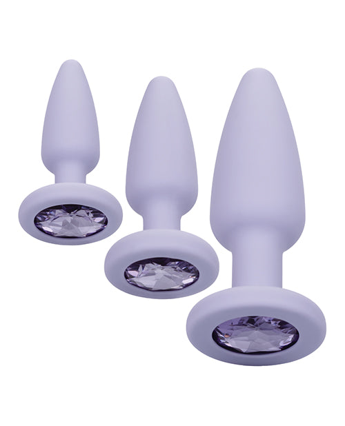 First Time Crystal Booty Kit Silicone Butt Plugs (3 piece) - Purple