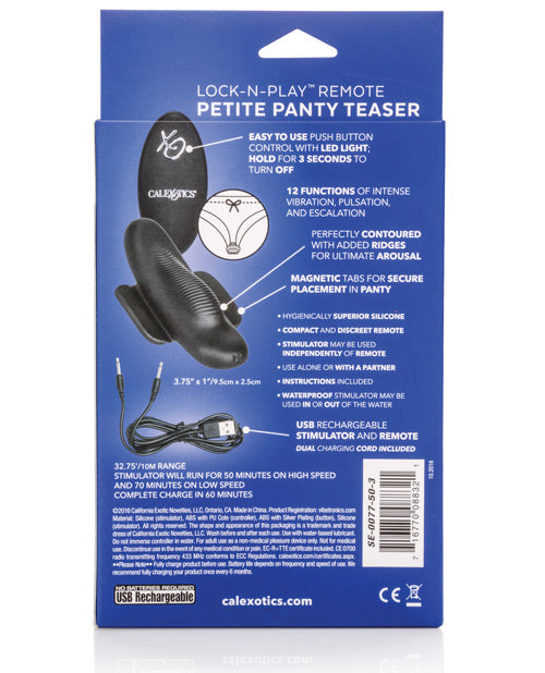 Lock-N-Play Petite Rechargeable Silicone Panty Vibrator with Remote Control - Black