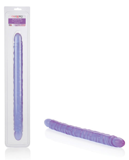 17" Slim Jim Duo Veined Super Slim Dong - Reflective Gel Purple