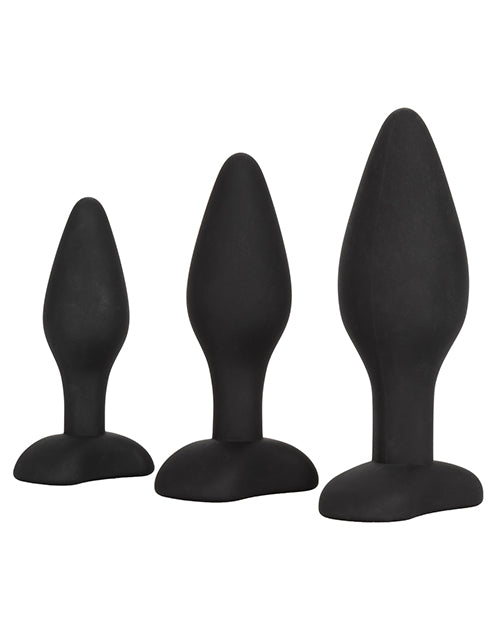 Silicone Anal Exerciser Anal Plug Set (3 Per Set) - Black