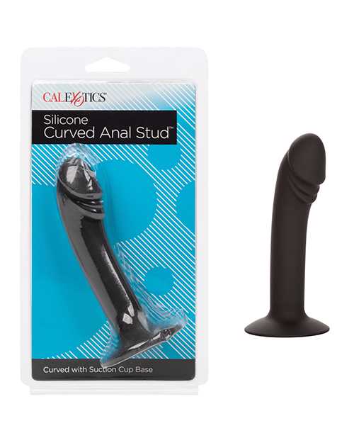 Silicone Curved Anal Stud - Black