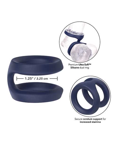 Viceroy Dual Ring Silicone Cock Ring - Blue