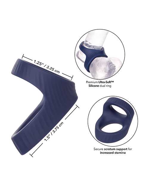 Viceroy Max Dual Ring Silicone Cock Ring - Blue