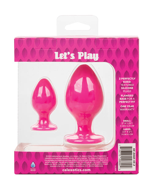 Cheeky Silicone Textured Anal Plugs Large/Small (Set of 2) - Pink