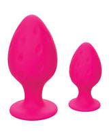 Cheeky Silicone Textured Anal Plugs Large/Small (Set of 2) - Pink