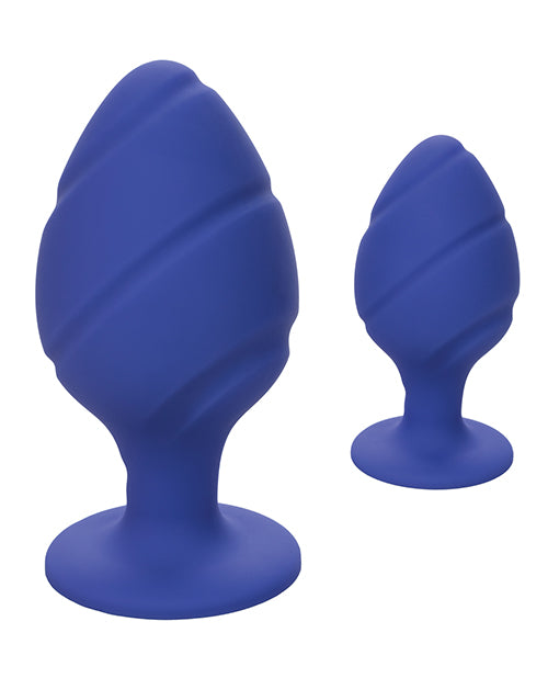 Cheeky Silicone Textured Anal Plugs Large/Small (Set of 2) - Purple