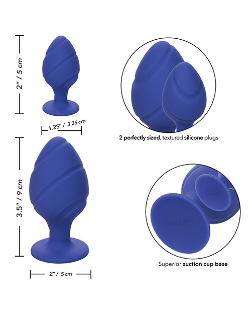 Cheeky Silicone Textured Anal Plugs Large/Small (Set of 2) - Purple